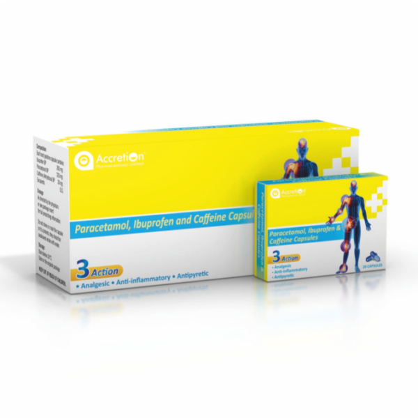 Paracetamol, Ibuprofen and Caffeine Capsules