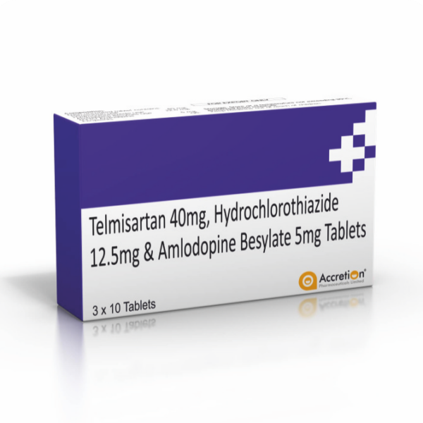Telmisartan 40 mg, Hydrochlorothiazide 12 5 mg & Amlodipine Besylate 5 mg Tablets