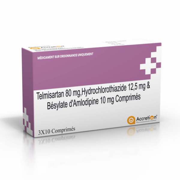 Telmisartan 80 mg, Hydrochlorothiazide 12 5 mg & Amlodipine Besylate 10 mg Tablets